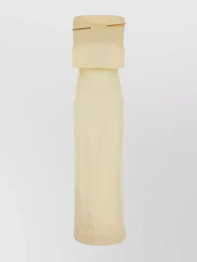 Loewe Stretch Silk Long Dress With Backless Neckline In Neutral