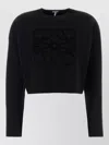 Loewe Stretch Wool Blend Crew Neck Sweater In Black