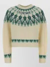 Loewe Stretch Wool Blend Cropped Sweater Graphic In Neutral