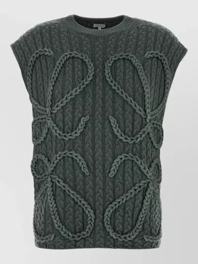 Loewe Stretch Wool Oversized Vest Crew Neck