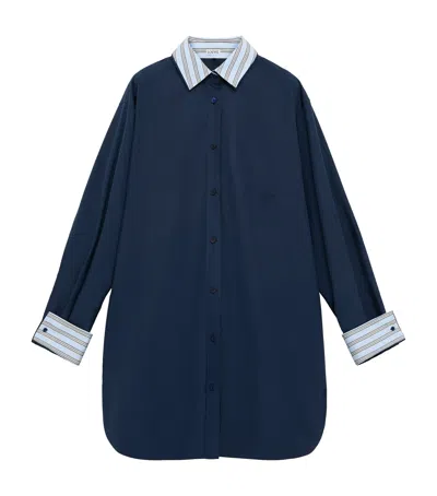 Loewe Womens Navy Blue Logo-embroidered Cotton Shirt Dress