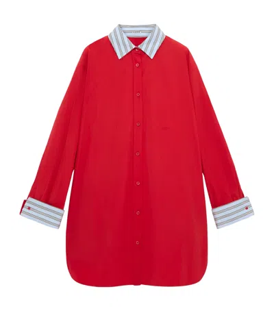 Loewe Womens Logo-embroidered Cotton Shirt Dress In Red
