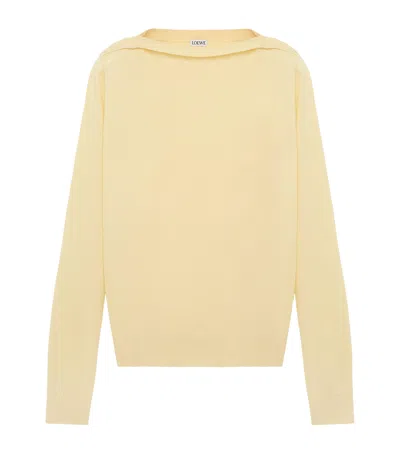 Loewe Stretch-wool Boat-neck Sweater In Yellow
