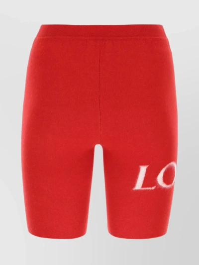 Loewe Stretchy Waist Wool Blend Knit Shorts In Red