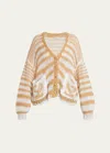 Loewe Anagram Wool-blend Cardigan In White Came