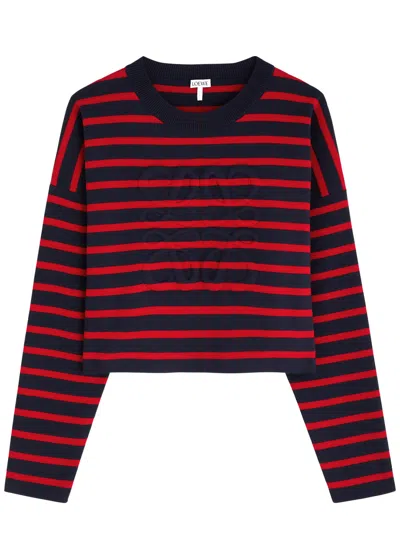 Loewe Stripe Logo Wool-blend Jumper In Multi