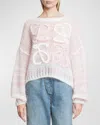 Loewe Anagram Wool-blend Sweater In White Pink