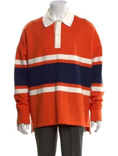 Pre-owned Loewe Striped Collar Polo Shirt In Orange