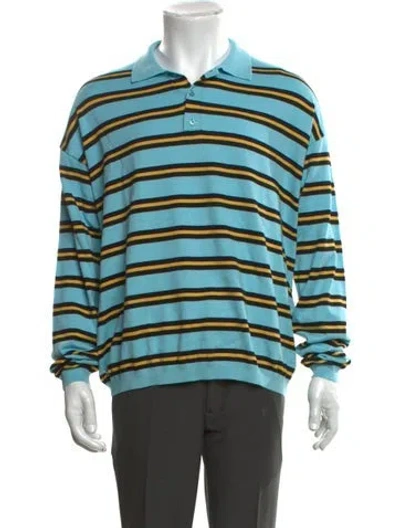 Pre-owned Loewe Striped Collar Polo Shirt W/ Tags In Blue