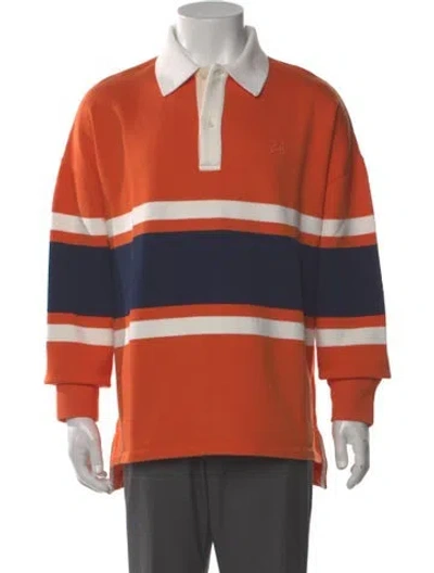 Pre-owned Loewe Striped Collar Polo Shirt W/ Tags In Orange