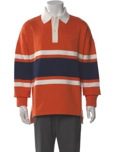 Pre-owned Loewe Striped Collar Polo Shirt W/ Tags In Orange