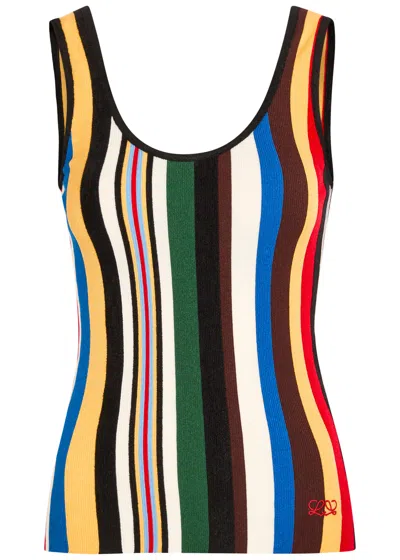Loewe Striped Colour-block Fine-knit Tank Top In Multi
