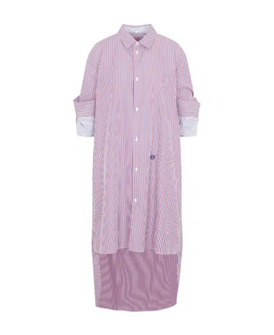 Loewe Striped Cotton Midi Shirtdress In Pink