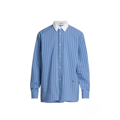 Loewe Striped Cotton Shirt In Blue