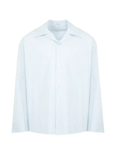 Loewe Striped Cotton Shirt In Blue