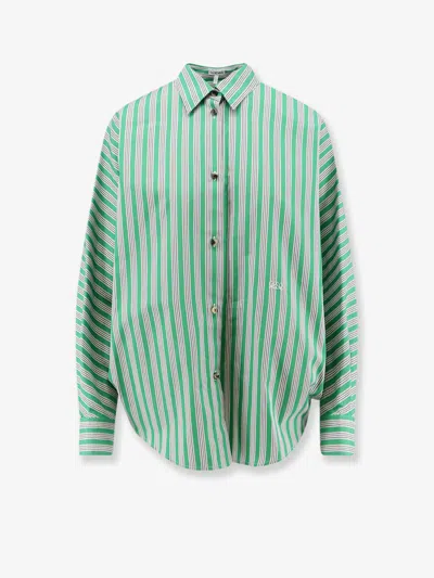 Loewe Striped Cotton Shirt In Green