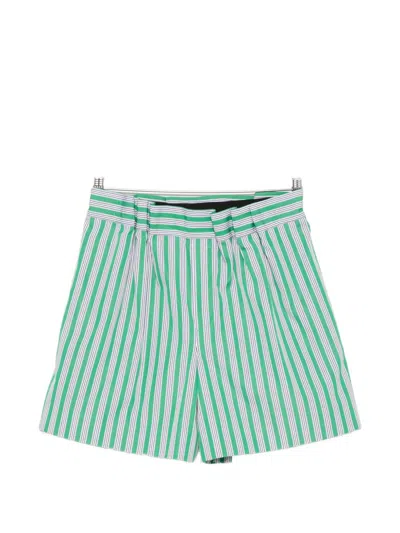 Loewe Striped Cotton Shorts In Green