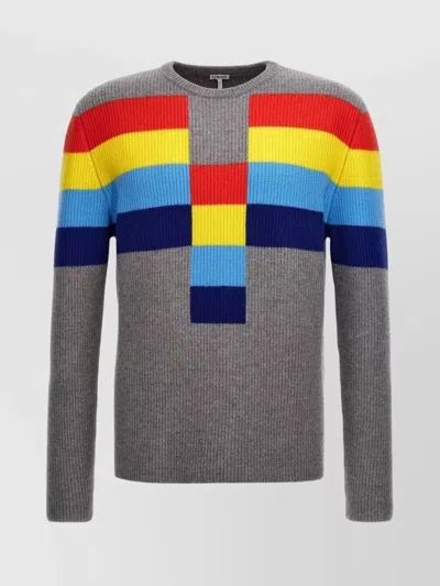 LOEWE STRIPED CREW NECK RIBBED SWEATER