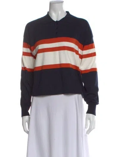 Pre-owned Loewe Striped Crew Neck Sweater In Blue