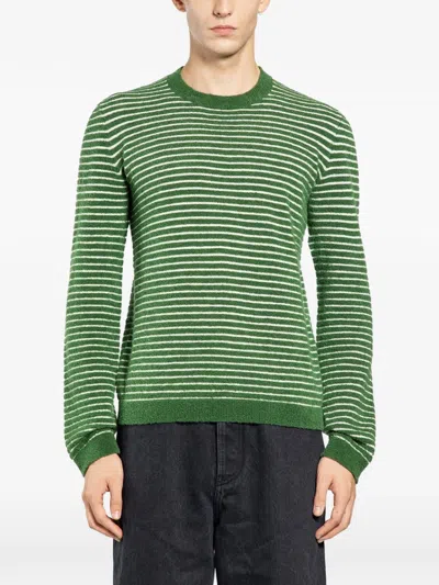 Loewe Striped Crew-neck Sweater In Green