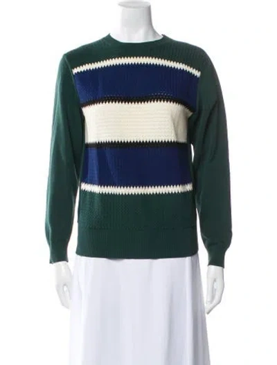 Pre-owned Loewe Striped Crew Neck Sweater In Green