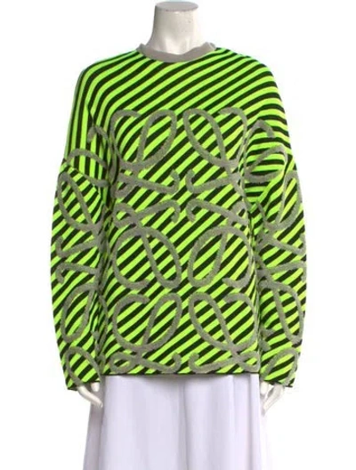 Pre-owned Loewe Striped Crew Neck Sweater In Green