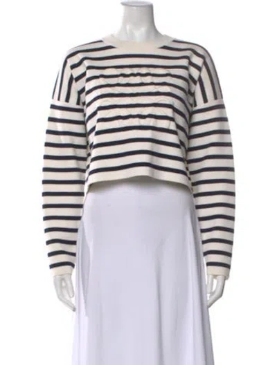 Pre-owned Loewe Striped Crew Neck Sweater In White