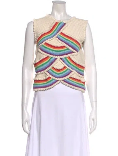 Pre-owned Loewe Striped Crew Neck Top In White