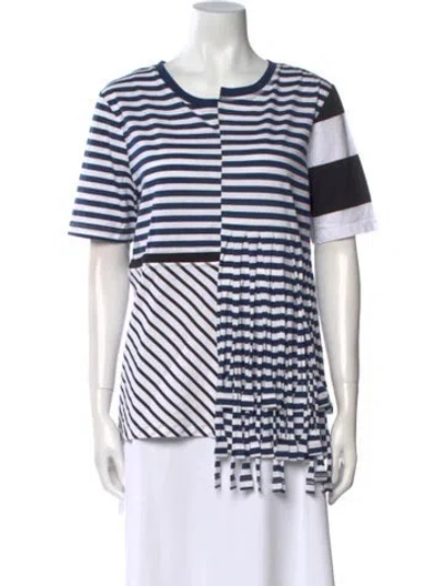 Pre-owned Loewe Striped Crew Neck T-shirt In White