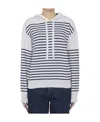Loewe Striped Drawstring Knitted Hoodie In White