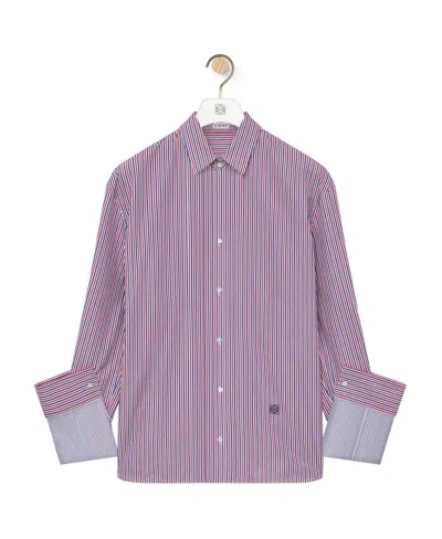 Loewe Striped Flanged Shirt In Blue