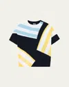 Loewe Striped Fuzzy Knit Short-sleeve Sweater In Multi