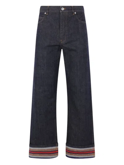 Loewe Striped-hem Cuffed Jeans In Blue