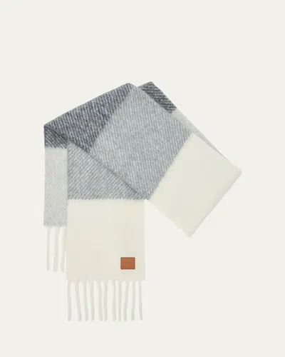 LOEWE STRIPED JACQUARD TWILL WOOL-BLEND SCARF