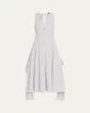 Loewe Striped Keyhole Tie-front Dress