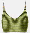 LOEWE STRIPED KNITTED COTTON-BLEND CROP TOP
