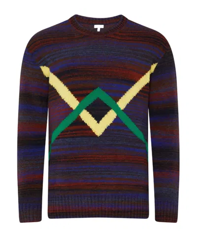 Loewe Striped Knitted Sweater In Yellow-green