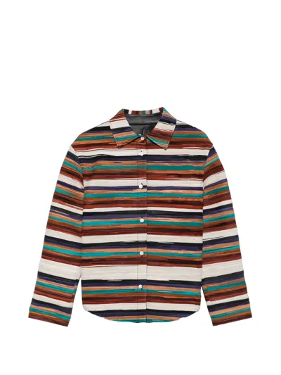 Loewe Striped Leather Jacket In Multi