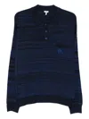 Loewe Logo-embroidered Striped Wool Polo In Blue