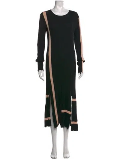 Pre-owned Loewe Striped Long Dress In Black