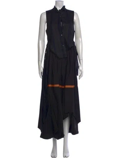 Pre-owned Loewe Striped Long Dress In Black