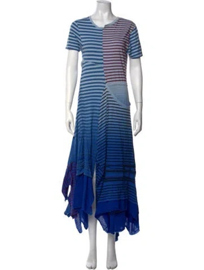 Pre-owned Loewe Striped Long Dress In Blue