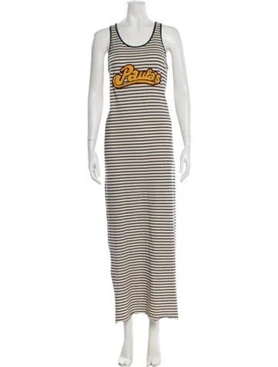 Pre-owned Loewe Striped Long Dress In Neutral