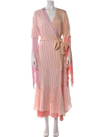Pre-owned Loewe Striped Long Dress In Pink