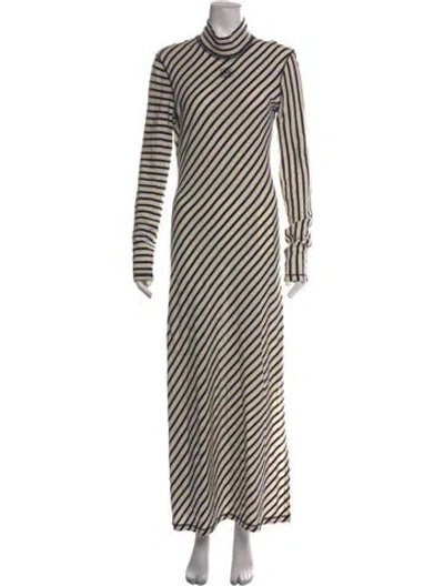 Pre-owned Loewe Striped Long Dress In White