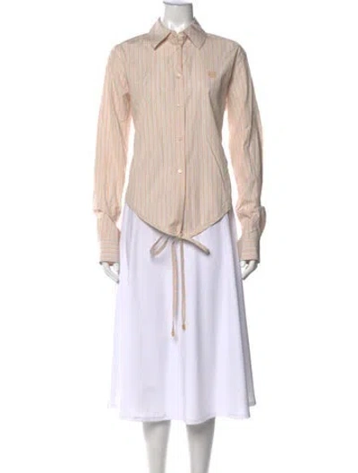 Pre-owned Loewe Striped Long Sleeve Button-up Top In Neutral