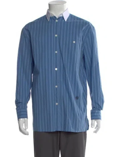 Pre-owned Loewe Striped Long Sleeve Dress Shirt In Blue