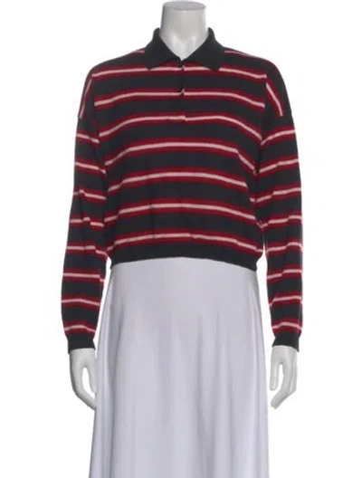Pre-owned Loewe Striped Long Sleeve Polo In Black