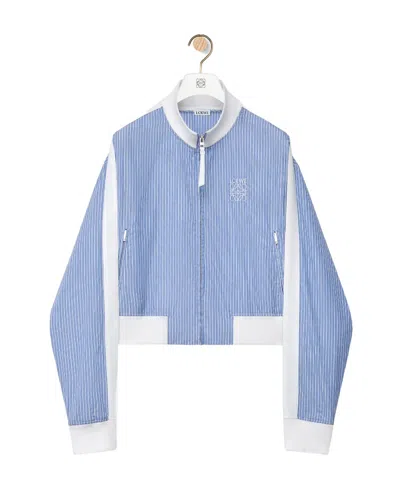 Loewe Striped Long-sleeved Casual Jacket In Blue