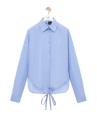 Loewe Striped Long-sleeved Shirt In Blue